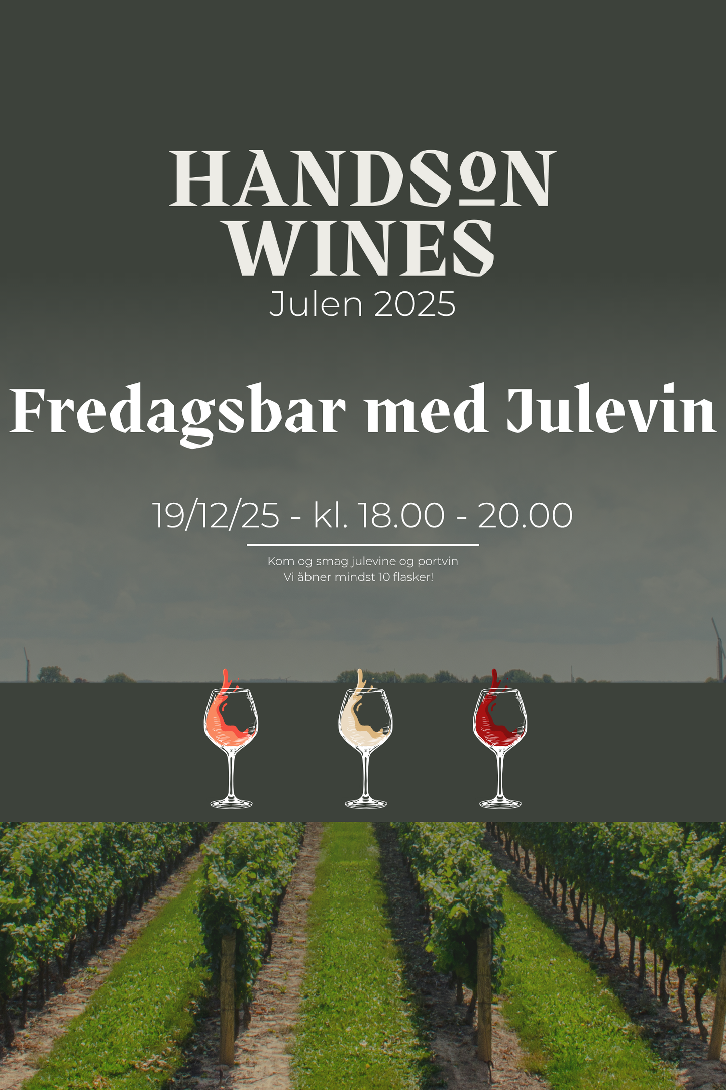 Hands on Wines Fredagsbar med Julevine 19/12 - 2025 18.00-20.00