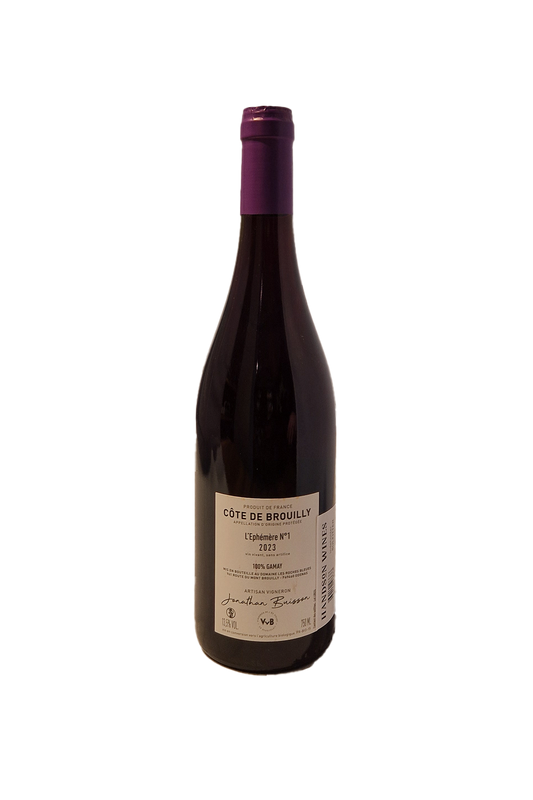 Domaine les Roches Bleues L'Ephemère #1 2023 Cote de Brouilly vin bagside