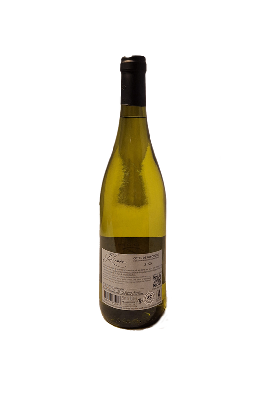 Domaine Guillaman Cotes de Gascogne Colombard Sauvignon 2025 bagside etiket vinflaske