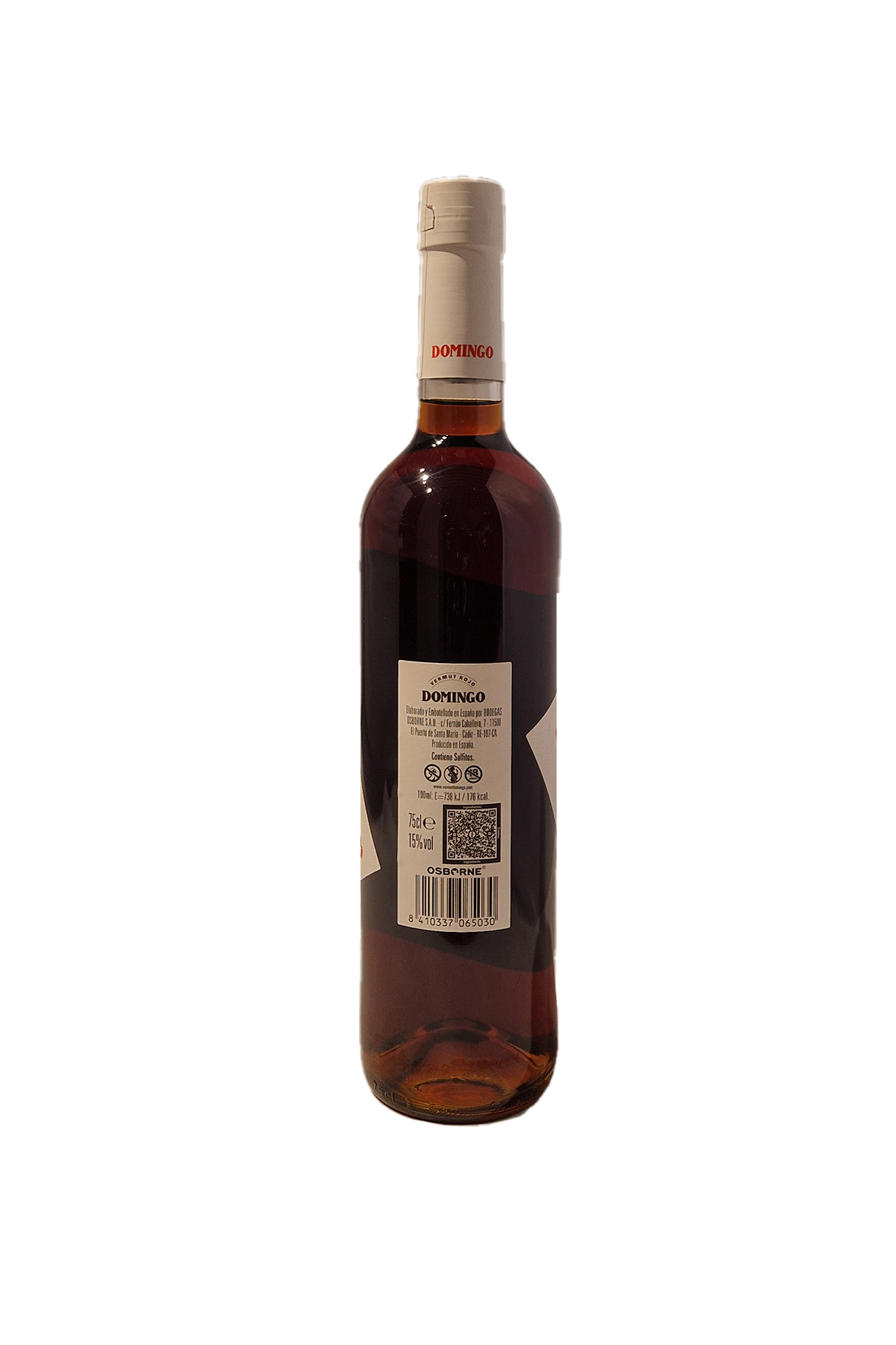 Vermouth Domingo Rojo flaske bagside etiket beskrivelse ingredienser