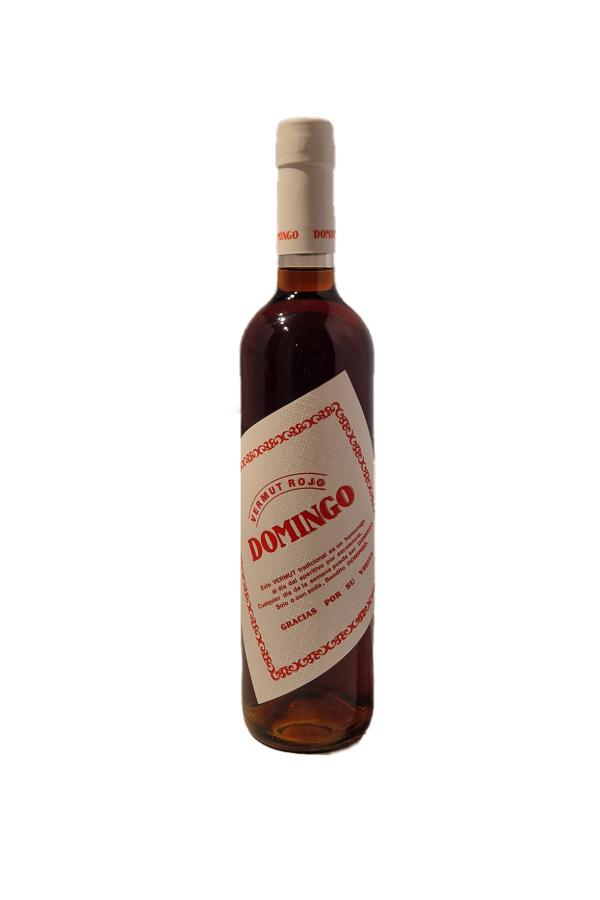 Vermouth Domingo Rojo flaske front etiket Danmark