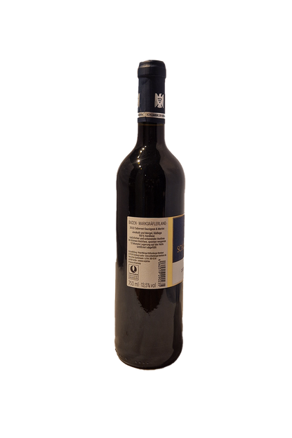 Schlumberger-Bernhart Cabernet-Sauvignon & Merlot 2022 vinflaske med bagsideetiket.